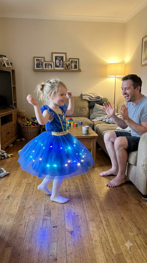 ugc girl showing glowing princess dress