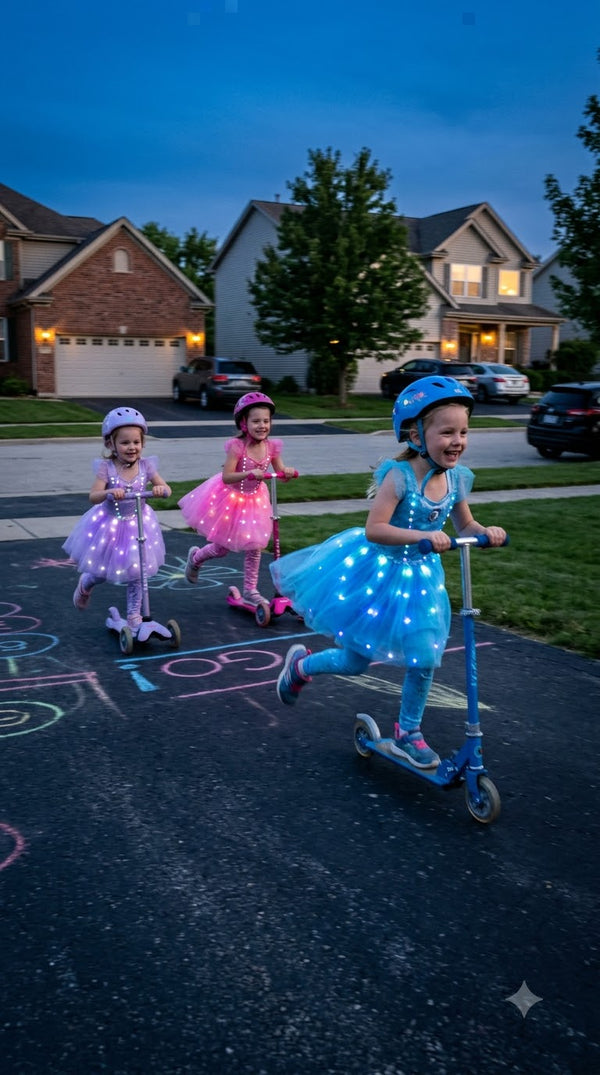 ugc girls racing on kick scooters